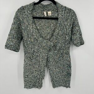 Moth Anthropologie Green Marled Chunky Knit Crossover Cardigan Sweater Small